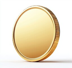 gold coin isolated on white background illustration macro shiny currency wealth finance success business treasure