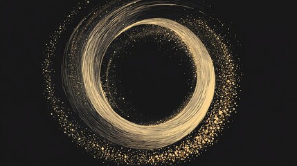 Golden circular swirl on a black background.
