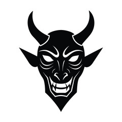 devil horned mask vector art silhouette
