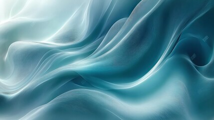 Obraz premium abstract fluid wave background teal gradient soft lines minimalistic elegant composition contemporary art