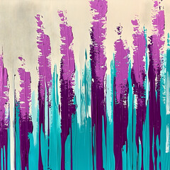 Abstract purple teal flower painting, modern art, wall decor, home interior