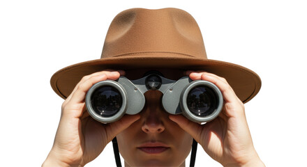 Isolated Man with Binoculars