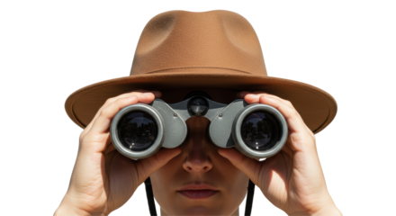 Isolated Man with Binoculars