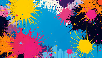 Dynamic Color Explosion: Abstract Pop Art and Geometric Memphis Style Background