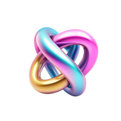 Colorful intertwined loop shape with iridescent metallic finish