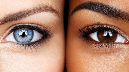 Fototapeta premium Close Up of Two Women's Eyes with Glitter Makeup