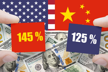 USA and China trade war. China and United States of America trade, duty, tariffs, customs competition
