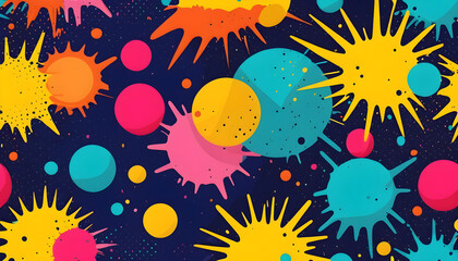 Vibrant Splash of Abstract Pop Art: Exploring Memphis 80s-90s Inspired Geometric Design