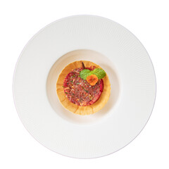 Gourmet dessert presentation elegant top-down food photography