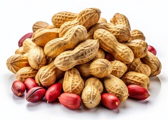 Freshly Harvested Peanuts Isolated on White Background - High-Resolution Stock Photo for Food Packaging & Design
