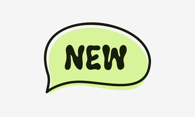 NEW Speech Bubble Typography Green Text Message Speech Bubble Communication Lettering Vector Illustration