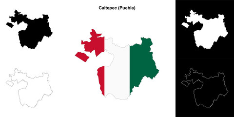 Fototapeta premium Caltepec municipality (Puebla) outline map set