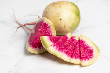 fresh watermelon radish, pink radish