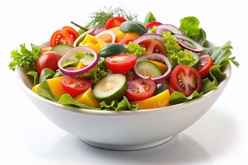 Fresh Vegetable Salad in White Bowl - Healthy Eating Stock Photo