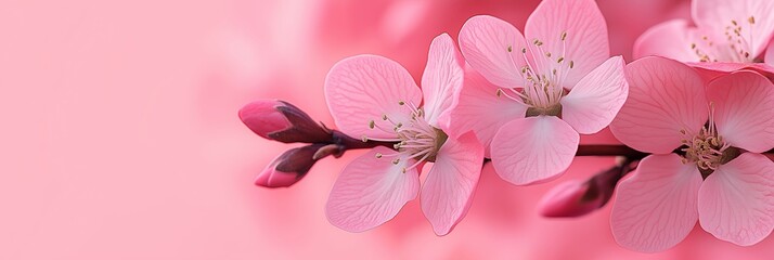 A branch of pink blossoms elegantly showcases nature's delicate beauty, surrounded by a harmonious background.