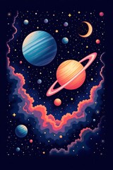 &ldquo;Ethereal Orbits: Whirling Moons and Radiant Suns Across the Canvas of the Dreaming Cosmos&rdquo;

