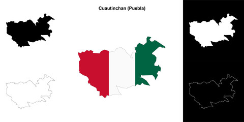Fototapeta premium Cuautinchan municipality (Puebla) outline map set