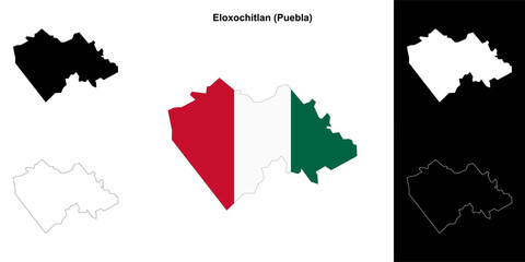 Eloxochitlan municipality (Puebla) outline map set