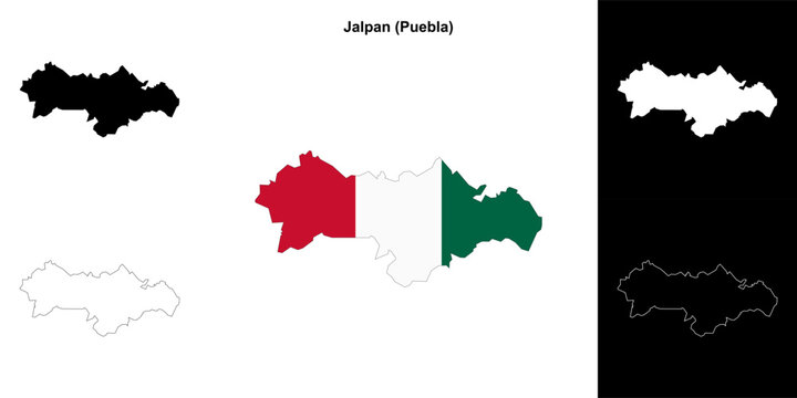 Jalpan municipality (Puebla) outline map set