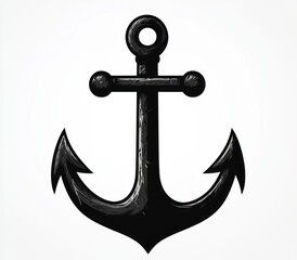 Minimalist Black Anchor Design with Symmetrical Composition and Clean Lines
