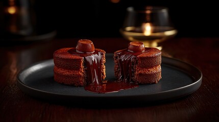 Chocolate lava cake with molten chocolate center, soft cake surrounding gooey chocolate filling