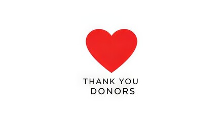 Heart symbol with thank you donors text on a white background
