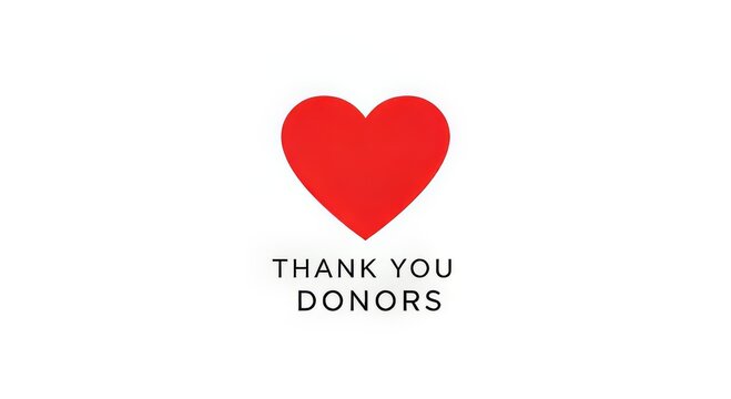 Heart symbol with thank you donors text on a white background
