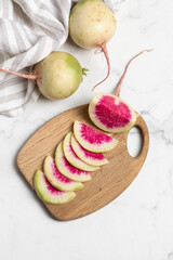 fresh watermelon radish, pink radish