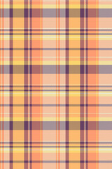 Warm autumnal plaid pattern in peach, yellow, and purple hues.  Perfect for fall fashion, home decor, or textile design projects.
