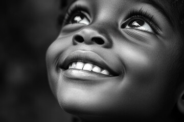 Closeup smile of happy adorable toddler with sparkling eyes and first baby teeth showing innocence and joy, generative ai