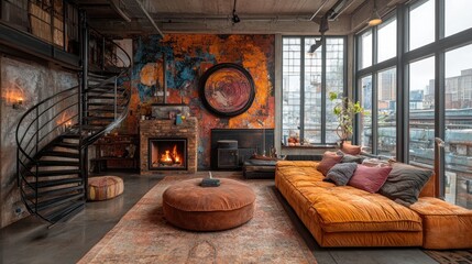 Luxury Loft Apartment with Industrial Design and Stunning City Views