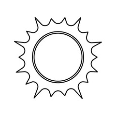 Summer outline sun sign isolated on white. Vector illustration.