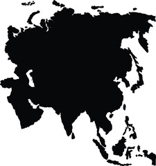 Map of asia in Black flat style