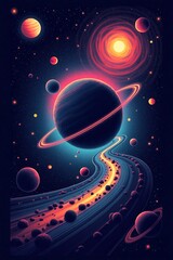 &ldquo;Galaxies in Bloom: A Vivid Journey Through Fantastical Cosmic Landscapes and Dreamlike Orbits&rdquo;

