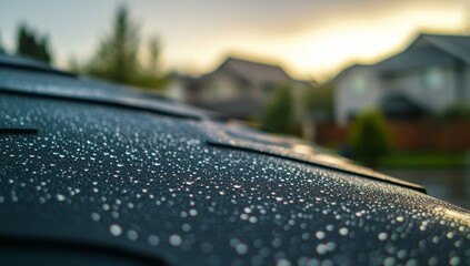 Dew Drops on a Dark Car Roof