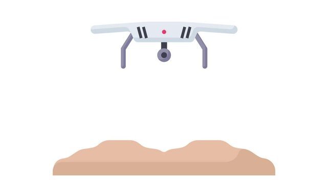 Crop growth monitoring with drone animation, Autonomous flight performing Faster field scouting animated video, Digital ai Agribusinesses Clip, e-agriculture footage, smart farming motion graphics