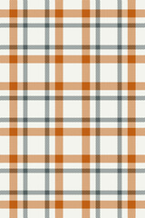 Elegant autumnal plaid pattern in warm orange, brown, and gray hues on a creamy white background.  Perfect for fallthemed designs, textiles, website backgrounds, or packaging.