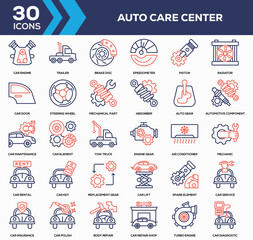 Auto Care Center Line Color Icon Collection