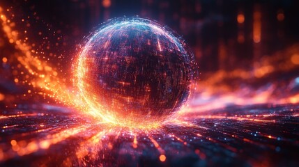 Obraz premium Futuristic Digital Globe Abstract Cyberpunk Business Background