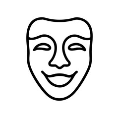Smiling theatrical mask illustration on a simple background  