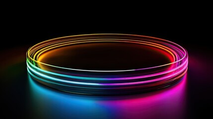Radiant Circular Display: A Vibrant Spectrum of Light on a Black Backdrop