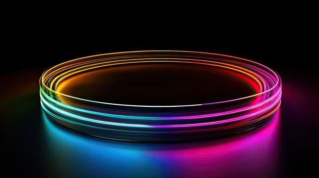 Radiant Circular Display: A Vibrant Spectrum of Light on a Black Backdrop