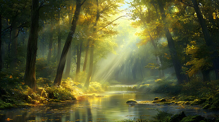 Fototapeta premium Whispers of the Forest: Echoes of Harmony Amidst Nature's Serenity