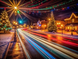 Obraz premium Enchanting Long Exposure Christmas Lights, Sioux Falls, South Dakota