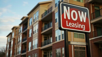 Apartment Complex with Now Leasing Sign Offers New Housing Options