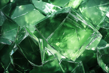 Obraz premium Green glass tiles reflecting sunlight in a modern bathroom, creating a vibrant and peaceful atmosphere.