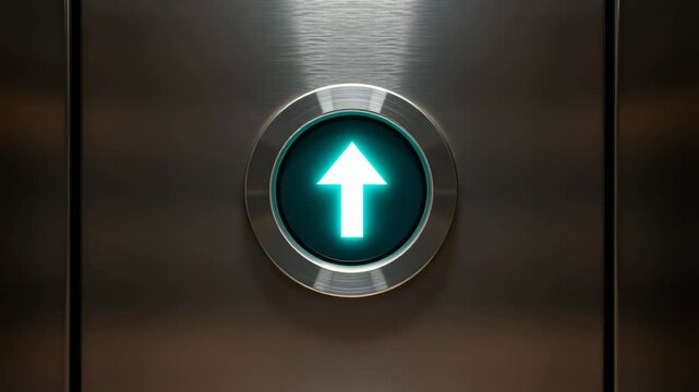 Elevator Indicator Arrow Sign in Modern Metal Elevator Interior