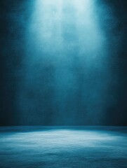 Empty, dimly lit, blue stage background