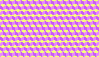 Isometric cube pattern with violet and yellow hues.