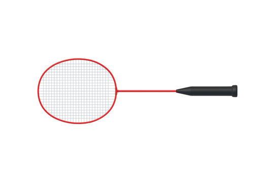 Single badminton racket isolated on white background. Sports equipment. Top view. 3d render